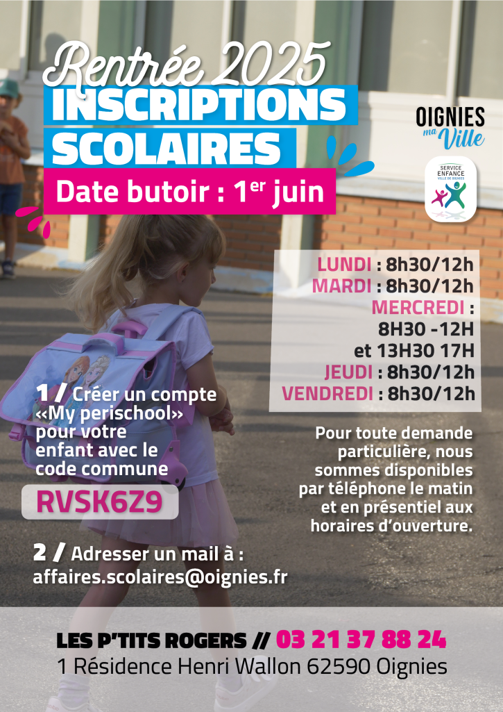 Marche à suivre pour les inscriptions scolaires de la rentrée 2025